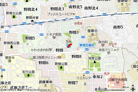 伊丹野間店付近の地図